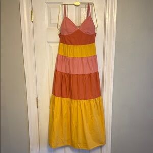 L.I.F.E. Vibrant Tiered 100% Cotton Maxi Dress